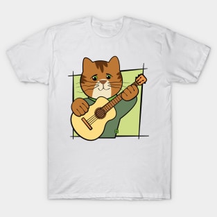 Cat Playing Guitar Music T-Shirt